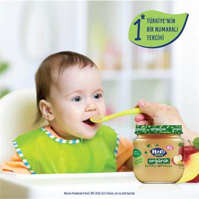 Hero Baby Organik Elma Şeftali Püresi Kavanoz Mama 120g