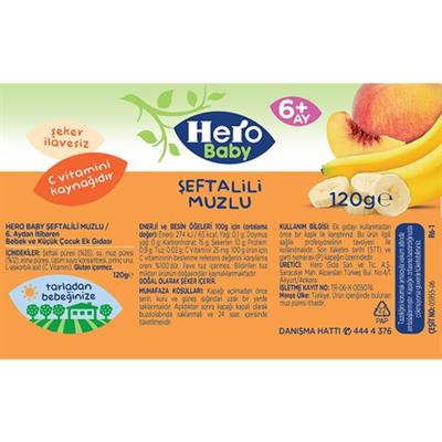 Hero Baby Şeftalili Muzlu Kavanoz Mama 120 gr