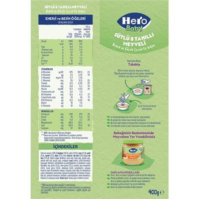 Hero Baby Sütlü 8 Tahıllı Meyveli Kaşık Mama 400g