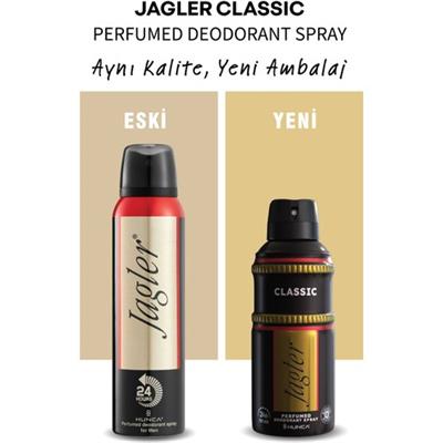 Jagler Classic Sprey Deodorant - Ferah Limon ve Misk Aroması, 150 ml, Erkekler İçin Tüm Cilt Tiplerine Uygun