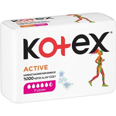 Kotex Active Uzun Hijyenik Ped 7 Adet Nefes Alan Yüzey ile Gün Boyu Konfor Sunar