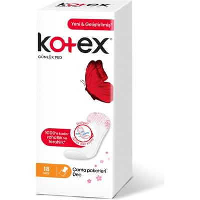 Kotex Günlük Ped İnce Çanta Paketleri 18li Nefes Alan Yüzey ile Rahatlık Sağlar