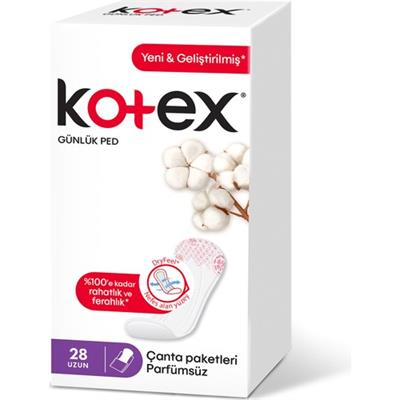 Kotex Günlük Ped Uzun Çanta Paketleri Parfümsüz 28li