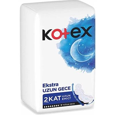 Kotex Hijyenik Ped 9lu Ekstra Uzun Gece Tipi Anti Alerjik Çift Katlı Emici Sızıntı Önleyici