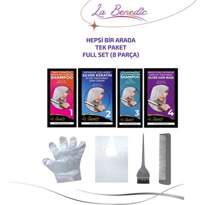 La Benedic 4 Aşamalı Silver Keratin Botox Hızlı Düzleştirici & Bakım Full Set - Silver Saçlar İçin