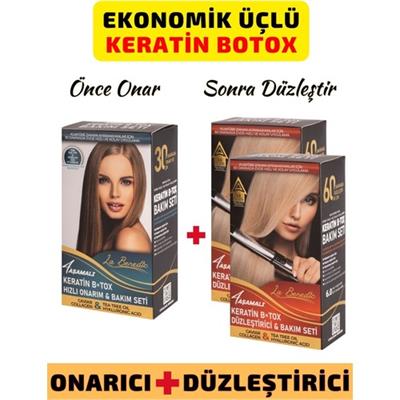 La Benedic Ekonomik 3lü Keratin Botox Onarıcı ve Düzleştirici Full Set (Açık Renkli Saçlar Için)