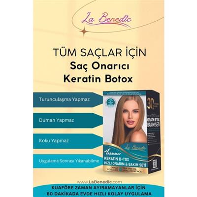 La Benedic Ekonomik 3lü Keratin Botox Onarıcı ve Düzleştirici Full Set (Açık Renkli Saçlar Için)