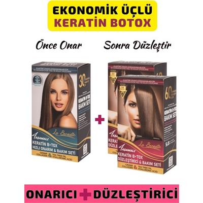 La Benedic Ekonomik 3lü Keratin Botox Onarıcı ve Düzleştirici Full Set (Açık Renkli Saçlar Için)