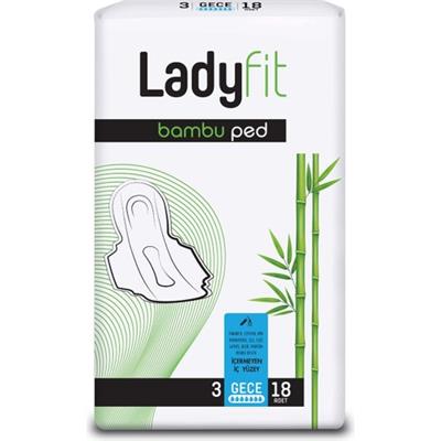 Ladyfit Bambu Ped Süper Gece 18 Adet Paraben ve Kimyasal İçermeyen Konforlu Ped