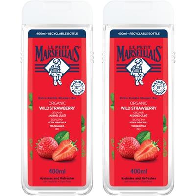 Le Petit Marseillais Duş Jeli Akdeniz Çileği 2x400 ml Nemlendirici Bitkisel pH Dengeli Formül