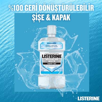 Listerine Advanced White Ağız Gargarası Alkol İçermeyen Hafif Tat 500 ml Dişleri Güçlendirir