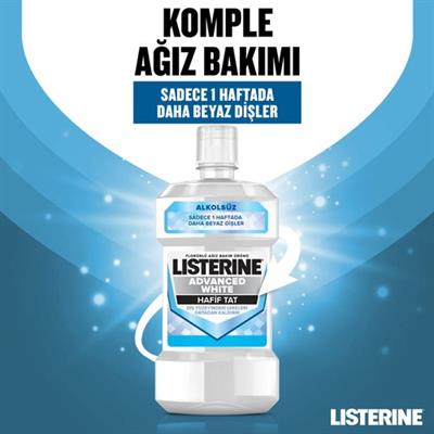 Listerine Advanced White Ağız Gargarası Alkol İçermeyen Hafif Tat 500 ml Dişleri Güçlendirir