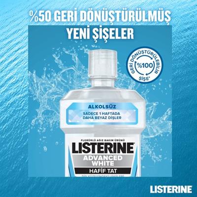 Listerine Advanced White Ağız Gargarası Alkol İçermeyen Hafif Tat 500 ml Dişleri Güçlendirir