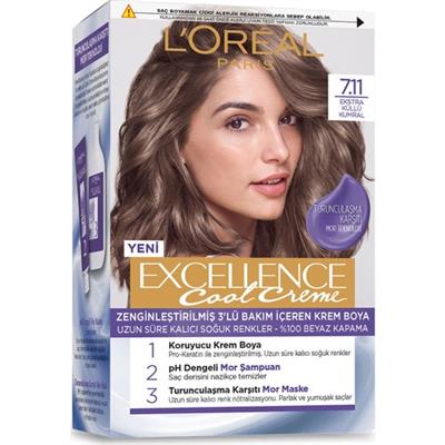 LOréal Paris Excellence Cool Creme Saç Boyası – 7.11 Ekstra Küllü Kumral
