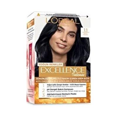 LOréal Paris Excellence Intense 1.1 Gece Mavisi Saç Boyası Krem Formül %100 Beyaz Kapama 99 ml
