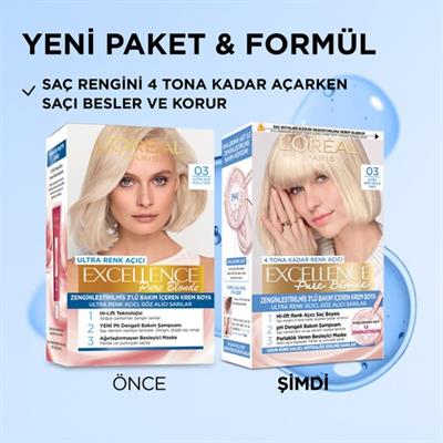 LOréal Paris Excellence Pure Blond Saç Boyası - 03 Ultra Açık Küllü Sarı