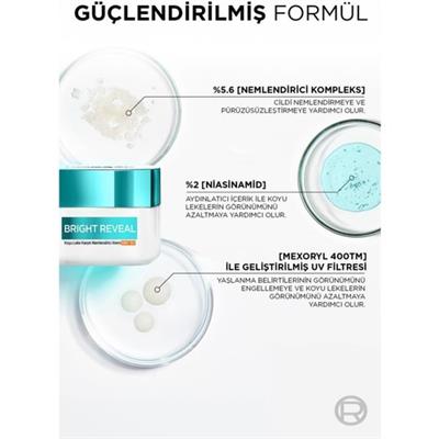 LOréal Paris Loreal Paris Bright Reveal Koyu Leke Karşıtı, Cilt Tonu Eşitleyici Spf50 Nemlendirici Krem Niasinamid 50ml