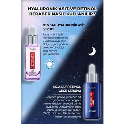LOréal Paris Loreal Revitalift Filler %1.5 Saf Hyaluronik Asit Serum + Saf Retinol Gece Serumu