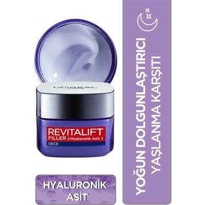 LOréal Paris Revitalift Filler Yoğun Dolgunlaştırıcı Yaşlanma Karşıtı Gece Kremi 50Ml - Hyaluronik Asit
