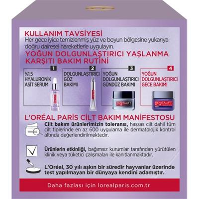 LOréal Paris Revitalift Filler Yoğun Dolgunlaştırıcı Yaşlanma Karşıtı Gece Kremi 50Ml - Hyaluronik Asit