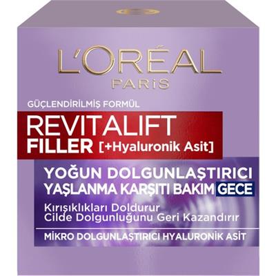 LOréal Paris Revitalift Filler Yoğun Dolgunlaştırıcı Yaşlanma Karşıtı Gece Kremi 50Ml - Hyaluronik Asit