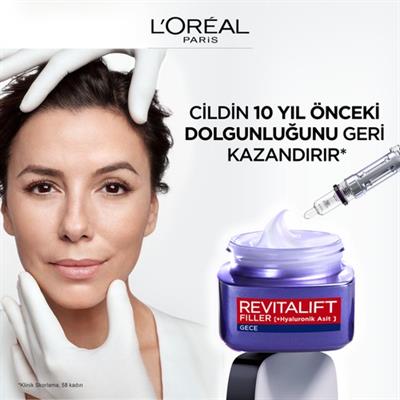LOréal Paris Revitalift Filler Yoğun Dolgunlaştırıcı Yaşlanma Karşıtı Gece Kremi 50Ml - Hyaluronik Asit