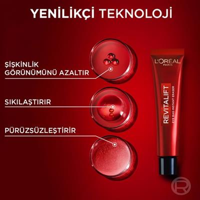Loréal Paris Revitalift Lazer Eyebag Instant Eraser Göz Altı Torba Görünümüne Karşı Etkili Göz Kremi 15ML