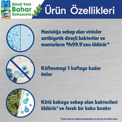 Lysol Dezenfektan Sprey Bahar Ferahlığı Yüzeyler İçin 400 ml