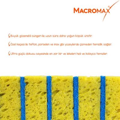 Macromax Bubble Bulaşık Süngeri 5li Paket, Büyük Gözenekli Ekstra Köpük Teknolojisi