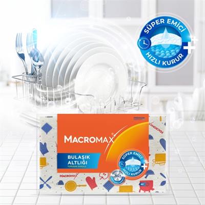 Macromax Gümüş İyonlu Bulaşık Kurutma Matı, Süper Emici, Hızlı Kuruyan Koku Yapmaz Mutfak Altlığı
