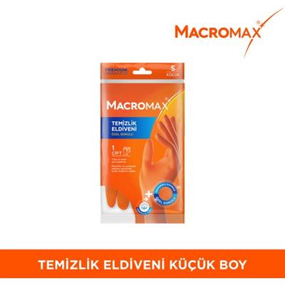 Macromax Küçük Boy Small Beden Temizlik Eldiveni Pamuklu İç Yüzeyli, Kaydırmaz Desenli