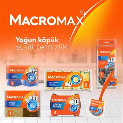 Macromax Tırnak Koruyuculu Bulaşık Süngeri 5li Paket, Ergonomik Yeşil Klasik Sünger