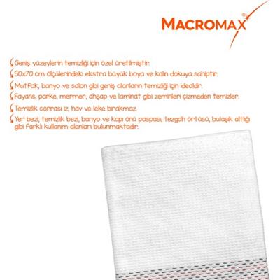 Macromax Yer Bezi, Ekstra Güçlü Kir Sökücü, Geniş Yüzeyler İçin Yüksek Emici Paspas Bezi