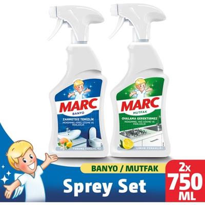 Marc Banyo ve Mutfak Temizleyici Yağ Çözücü & Kireç Sökücü Sprey 2li Set (2x750 ml)