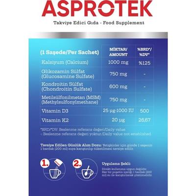 MDC Asprotek (Glukozamin, Kondroitin, Msm, Kalsiyum) 30 Saşe