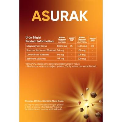 MDC Asurak (Kırmızı Kantaron, Magnezyum Sitrat, Levistikum, Biberiye) 30 Tablet