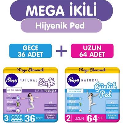 Mega Ikili (Mega Fırsat Soft Gece 36’lı Hijyenik Ped + Mega Günlük Uzun 64’lü Hijyenik Ped)