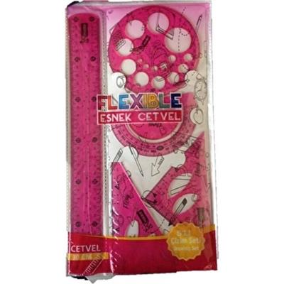 Mikro Esnek Çizim Seti 5 Parça Sarı Kırtasiye Ürünleri 30 cm Ölçülerle