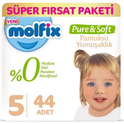 Molfix Pure&Soft Bebek Bezi Junior 5 Beden  44 Adet