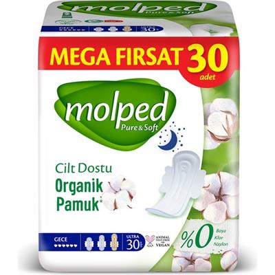 Molped Pure&Soft Hijyenik Ped Mega Gece 30 Adet