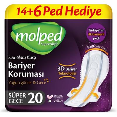 Molped Supernight Hijyenik Ped D.eko Süper Gece 20 Adet