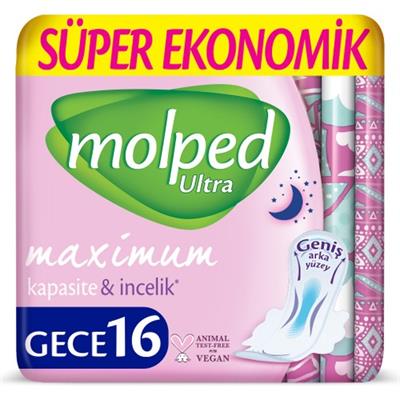 Molped Ultra Gece Ped 16 Adet Sızıntı Önleyici Teknoloji ile Gün Boyu Konfor Sağlar