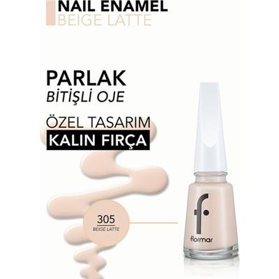 Nail Enamel Yoğun Renk Veren Uzun Süre Kalıcı Parlak Oje (305 Beige Latte) 8682536035835