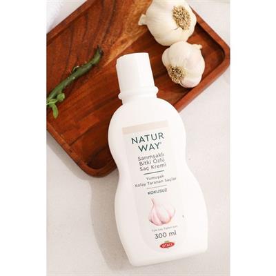 Natur Way Kokusuz Saç Kremi 300 ml – Sarımsak ve Bitki Özlü, Saç Onarıcı ve Güçlendirici, Günlük Kullanım İçin