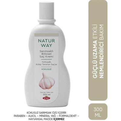 Natur Way Kokusuz Saç Kremi 300 ml – Sarımsak ve Bitki Özlü, Saç Onarıcı ve Güçlendirici, Günlük Kullanım İçin