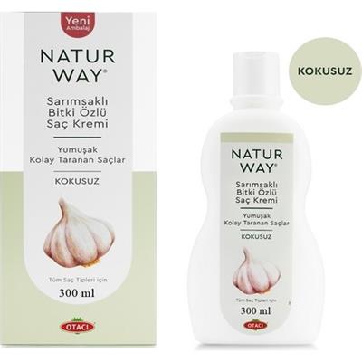 Natur Way Kokusuz Saç Kremi 300 ml – Sarımsak ve Bitki Özlü, Saç Onarıcı ve Güçlendirici, Günlük Kullanım İçin