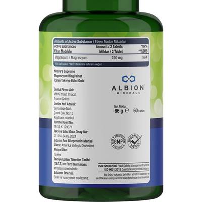 Natures Supreme Magnesium Bisglycinate 120 Mg 60 Tablet