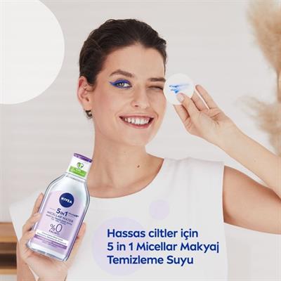 NIVEA 5IN1 Micellar Makyaj Temizleme Suyu Yatıştırıcı ;Hassas Ciltler 400ml; Yüz Temizleyici; Etkili Makyaj Temizleme