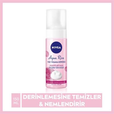 NIVEA Aqua Rose Organik Gül Suyu Içeren Yüz Yıkama Köpüğü 150 ml,Yüz Temizleme