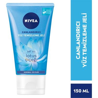 NIVEA Canlandırıcı Yüz Temizleme Jeli 150 ml, Saf Su ve Lotus Çiçeği ile Etkili Yüz Temizleyici, Normal Ciltler